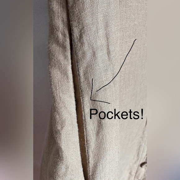 Linen, midi length, shirt dress with embroidered crane. Size XL - Picture 9 of 10